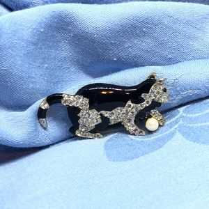 D'Orlan Cat Brooch with Swarovski Crystals